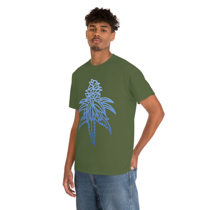 a man wearing a Blue Dream Cannabis Tee.