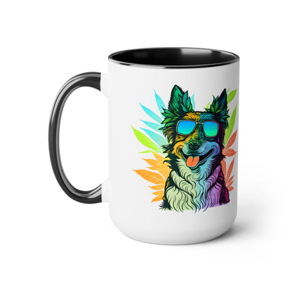 Nice photo of the black and white Cannabis Border Collie Mug