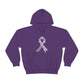 a Breast Cancer Awareness Cannabis Pullover Hoodie with a ribbon on it.