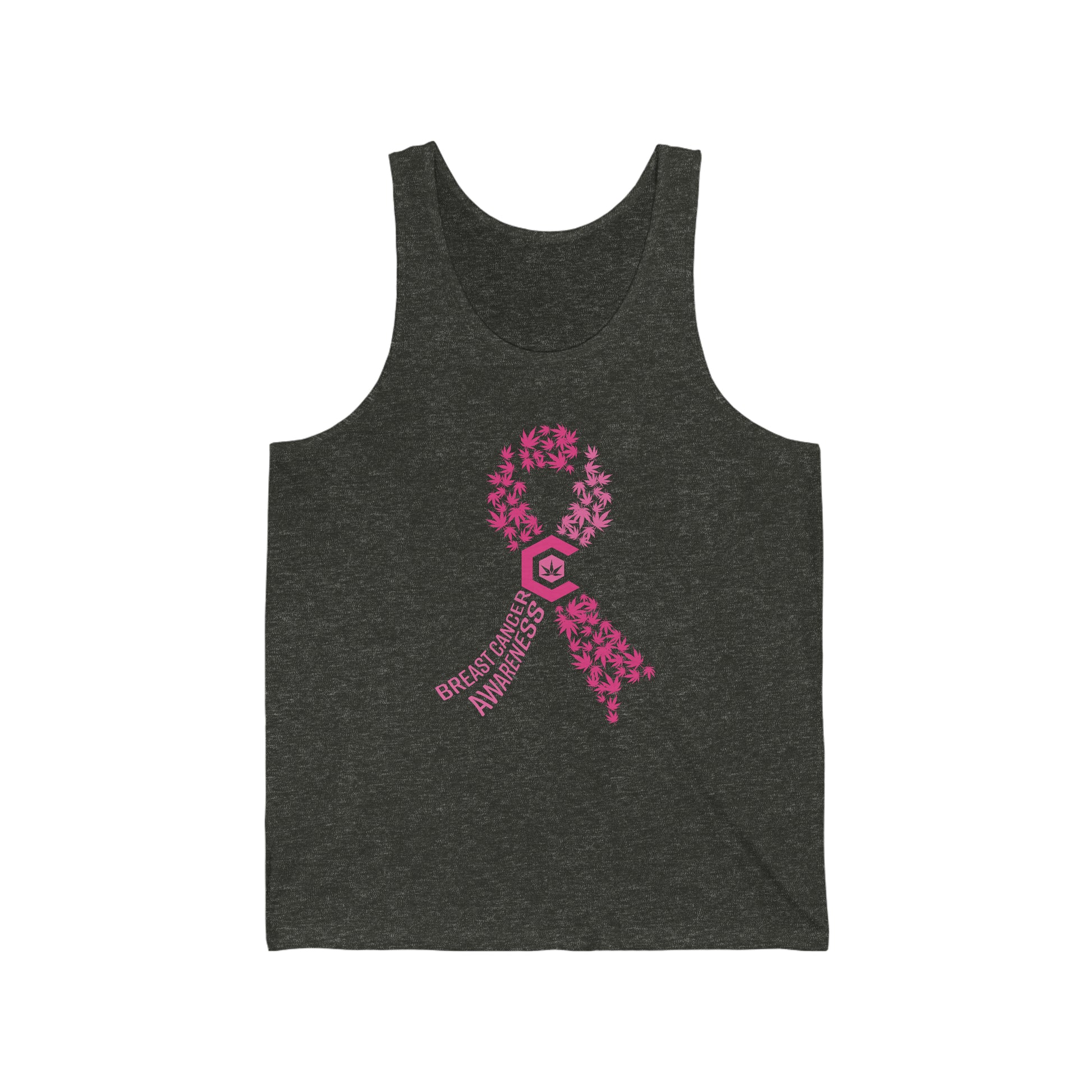 Pink ribbon Breast Cancer Awareness Cannabis Jersey Tank.