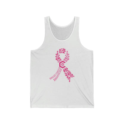 Pink ribbon Breast Cancer Awareness Cannabis Jersey Tank.