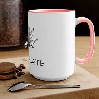 a Cannabis Advocate Mug with the word chocolateate on it.