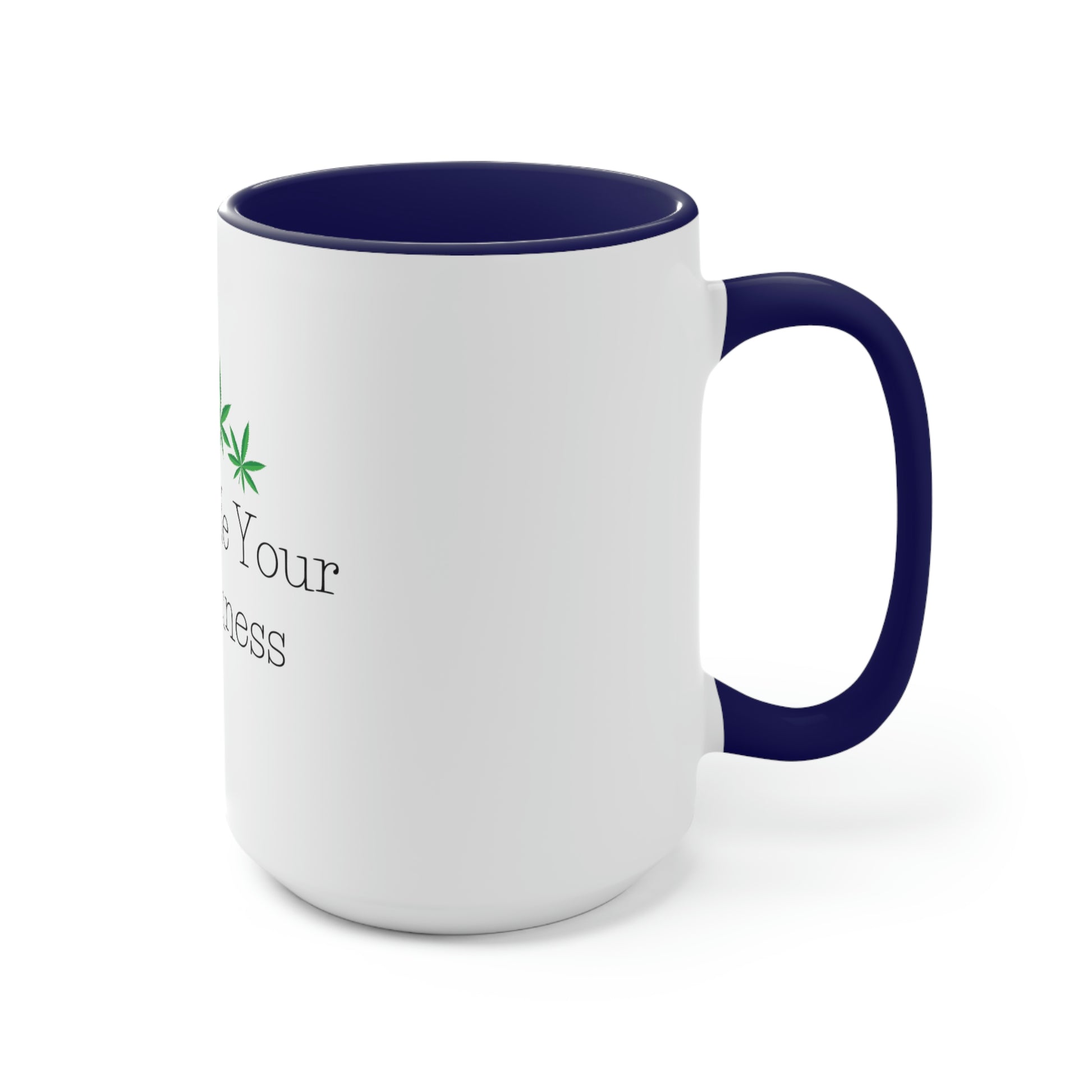 A white and blue Call Me Your Highness Coffee Mug with the words grow your business on it.