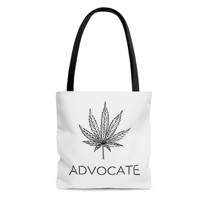 Cannabis advocate large weed tote bag in white