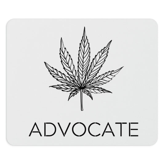a Cannabis Advocate Mouse Pad with the word advocate on it.