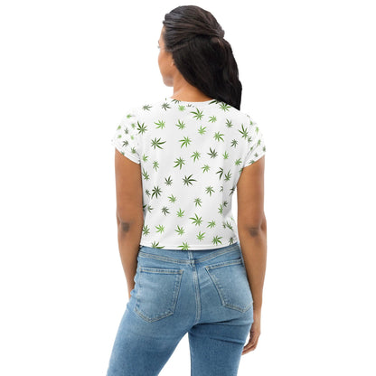 Women's Cannabis All-Over Print Crop Tee - The Cannabis Community