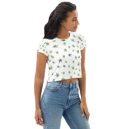 Women's Cannabis All-Over Print Crop Tee