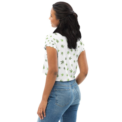 Women's Cannabis All-Over Print Crop Tee