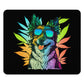 A square multi- colored Cannabis Border Collie Mouse Pad