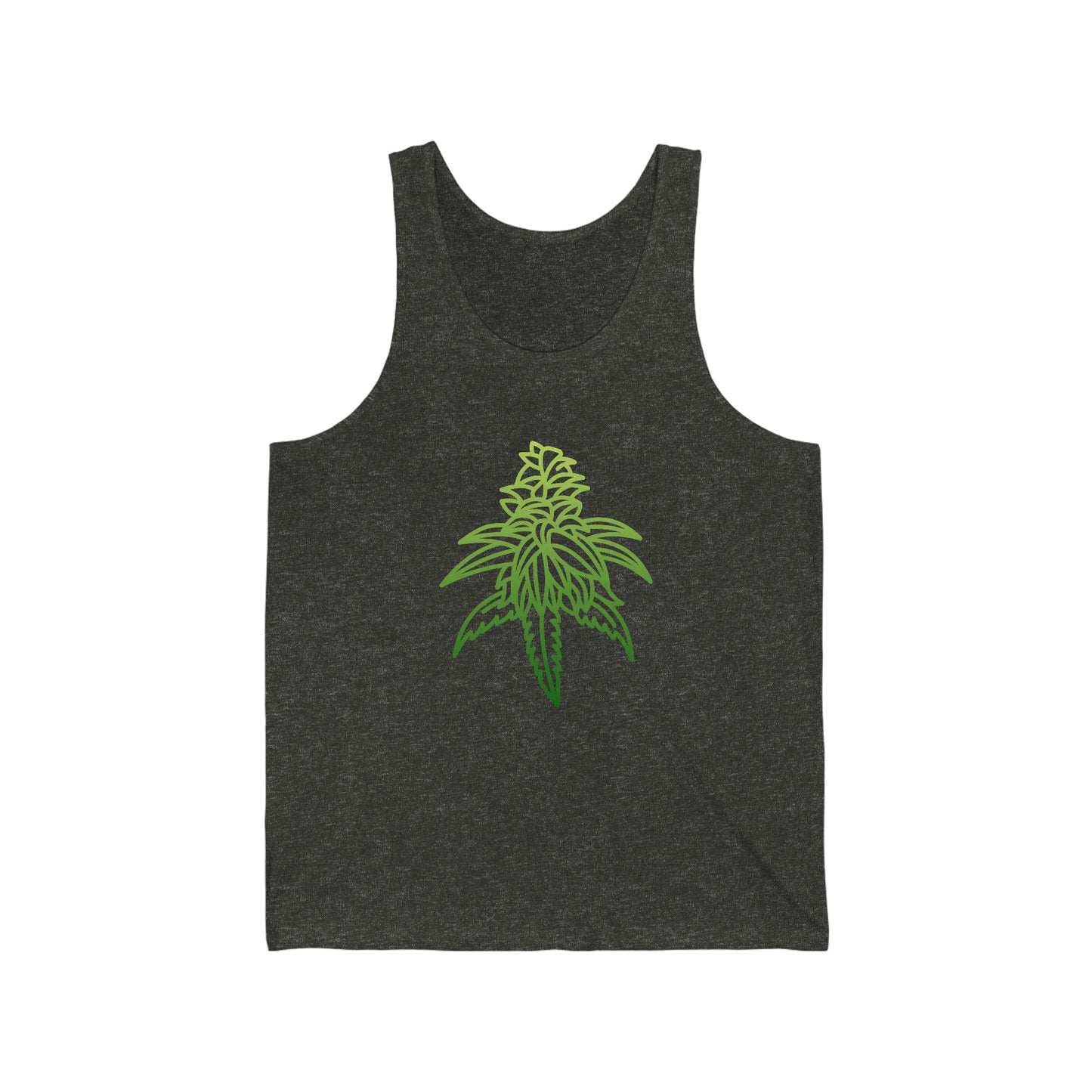 a Sour Diesel Cannabis Jersey Tank with a green marijuana leaf on it.