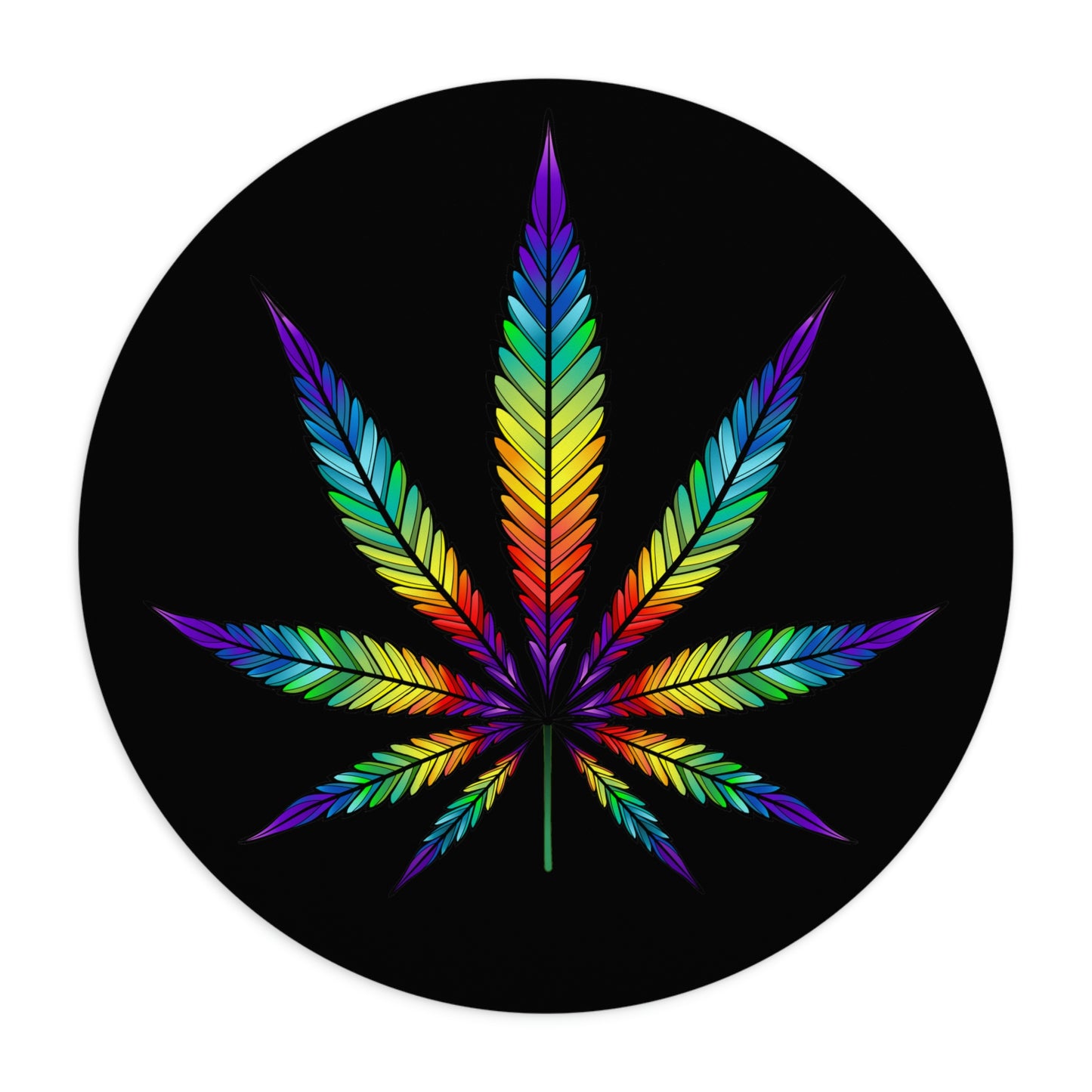 a Rainbow Marijuana Leaf Mouse Pad on a black background.