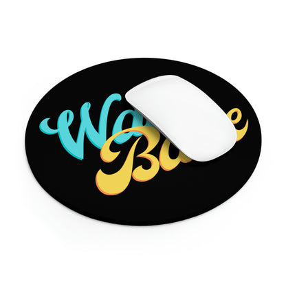 wake and bake black circular mouse pad