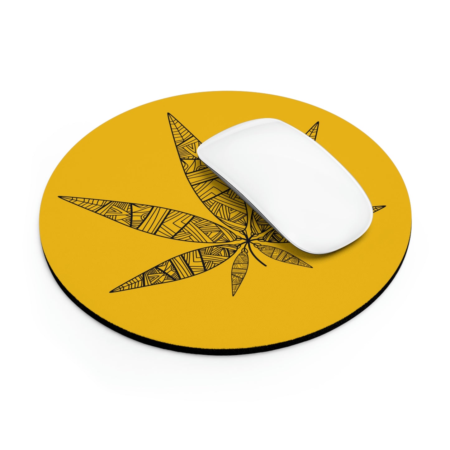 a yellow Tribal Weed Leaf Mouse Pad.