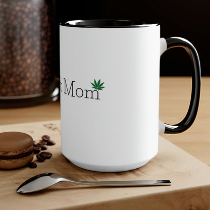 a Dopest Mom Pot Leaf Coffee Mug with the word mom on it.