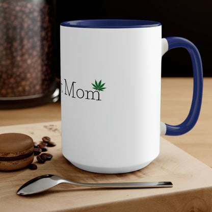 a Dopest Mom Pot Leaf Coffee Mug with the word mom on it.