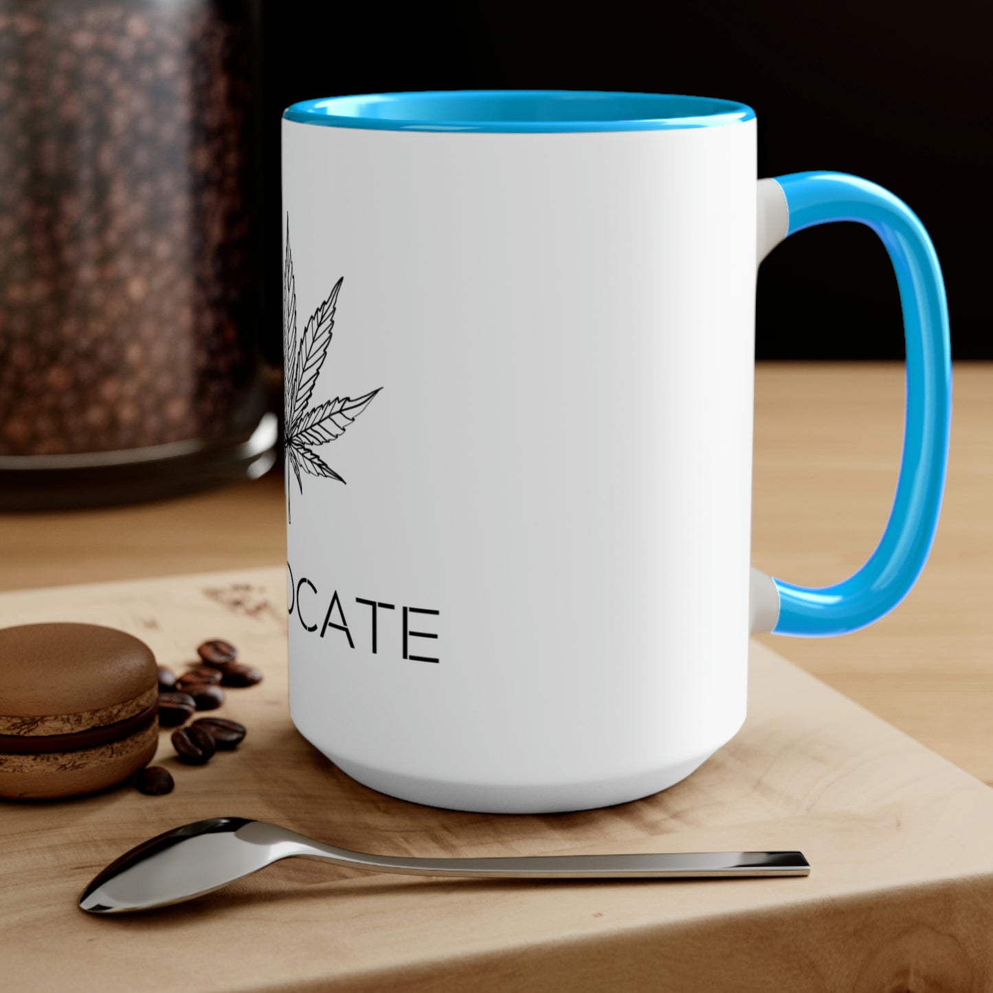 a Cannabis Advocate Mug with the word chocolate gate on it.