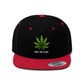 The red and black Free The Plant Marijuana Snapback Hat with cannabis leaf