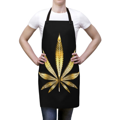 Gold weed leaf cookie baking apron black