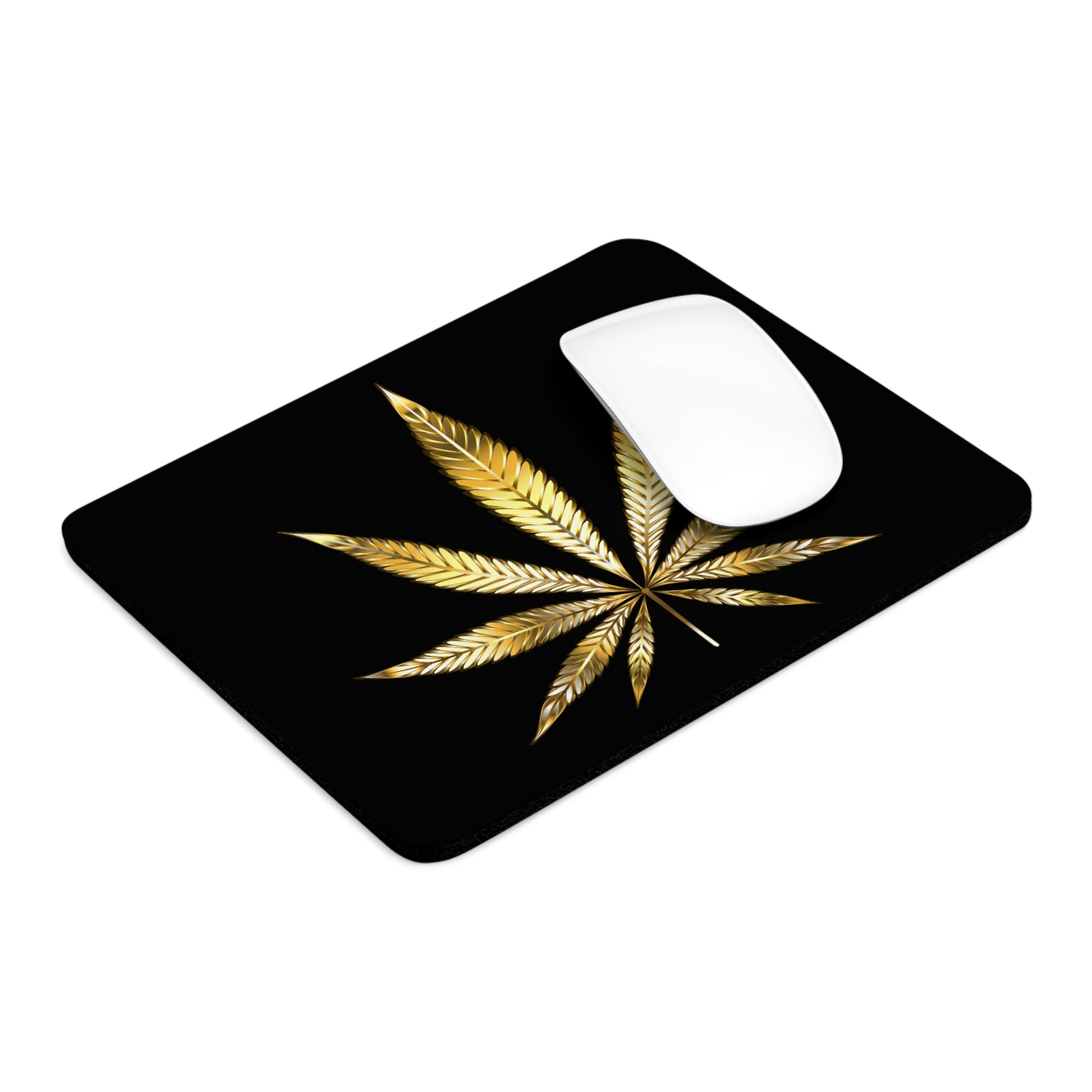Gold Marijuana Leaf Mouse Pad.