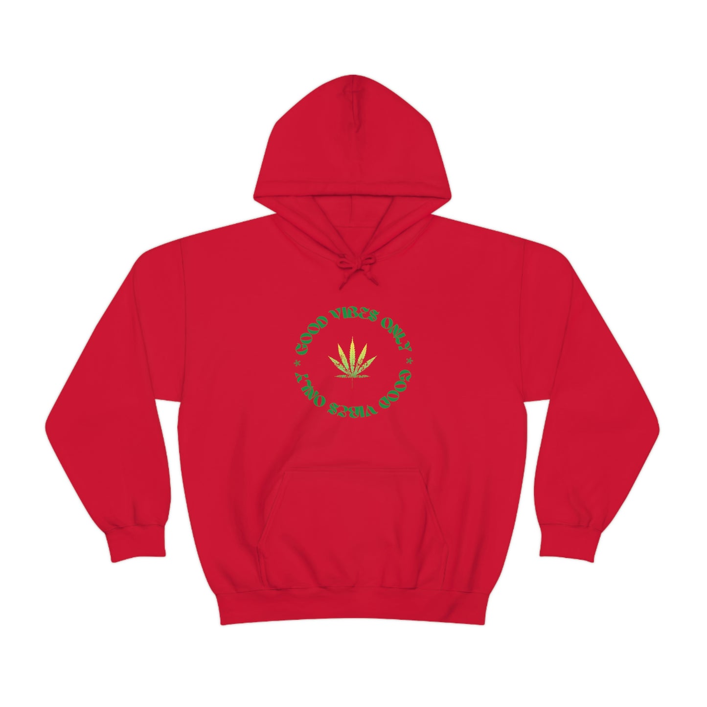 A red Good Vibes Only Weed Sweater.