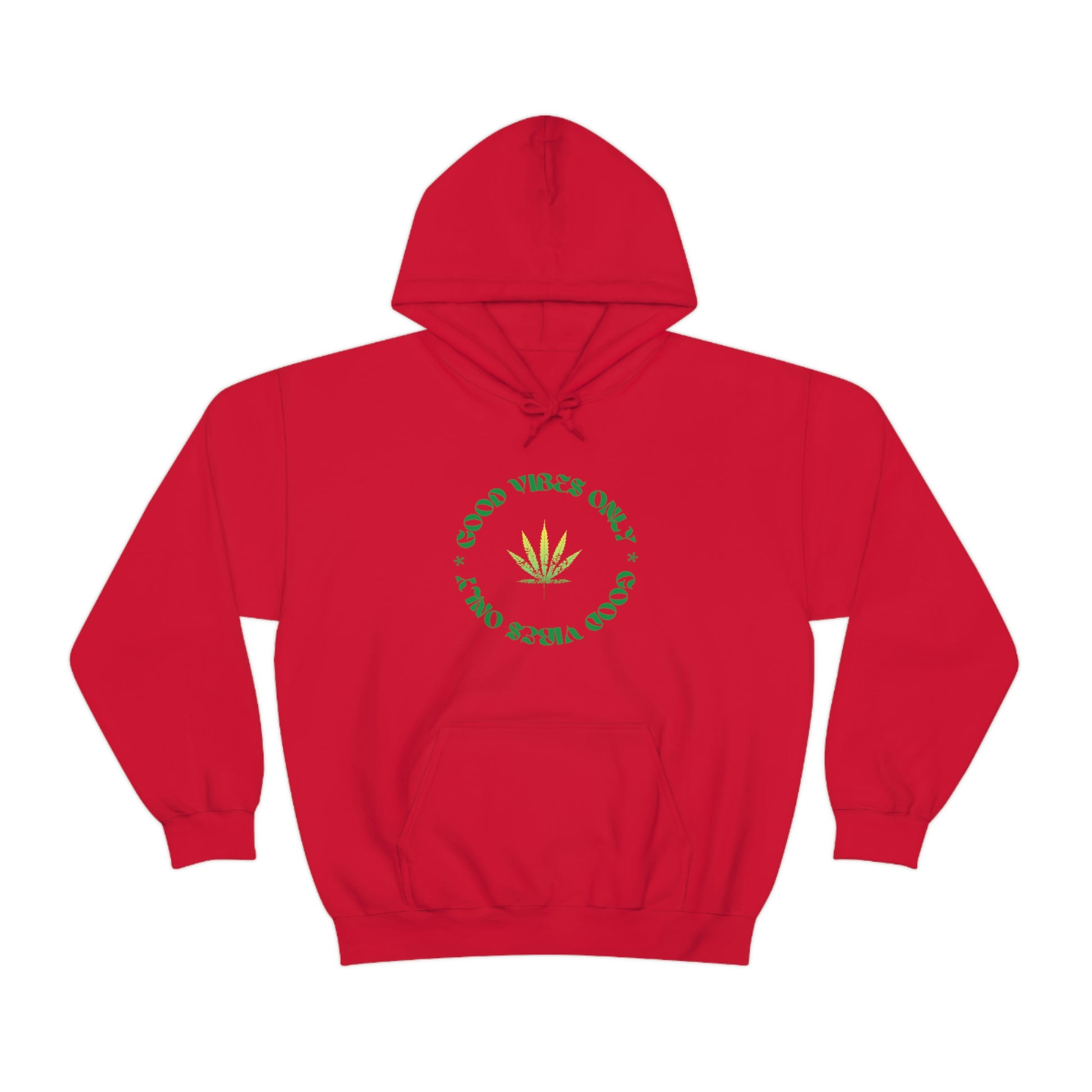 A red Good Vibes Only Weed Sweater.