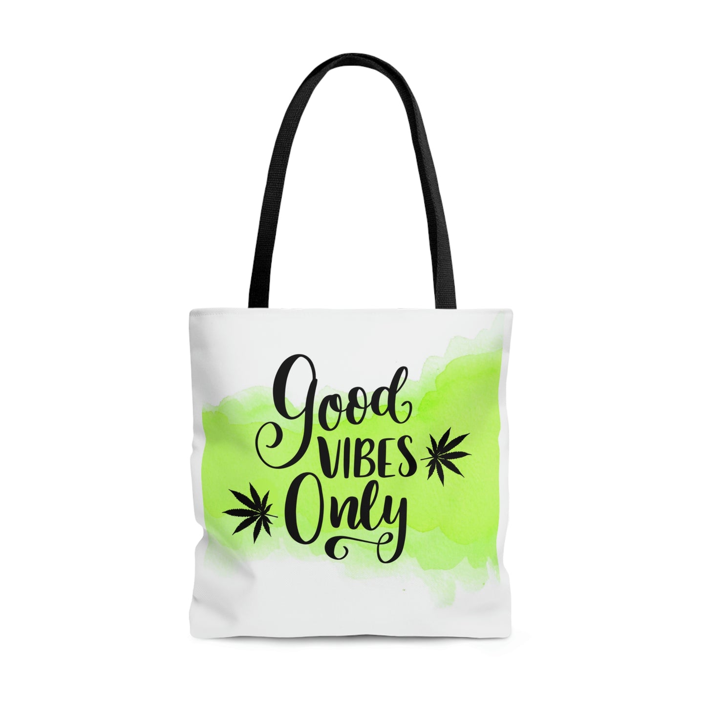 The black and white Good Vibes Only Weed Tote Bag designed perfectly for your day to day outings