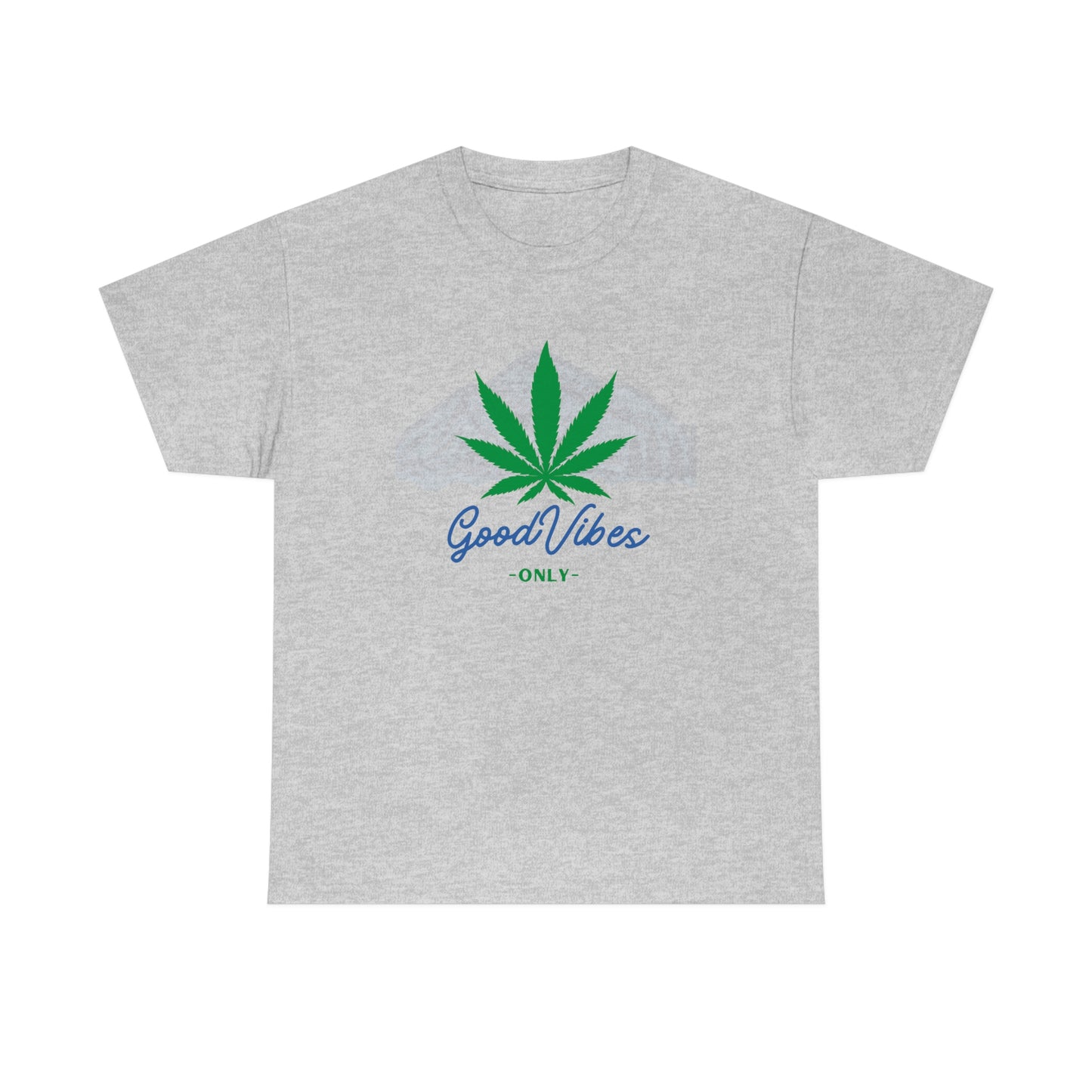 A Good Vibes Only Mountain Tee with the word good vibes on it.