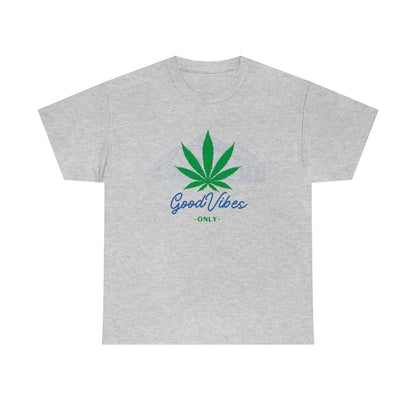 A Good Vibes Only Mountain Tee with the word good vibes on it.