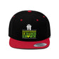 A close up of the red and black Happiness Is Homegrown Marijuana Snapback Hat with white house on top of lettering