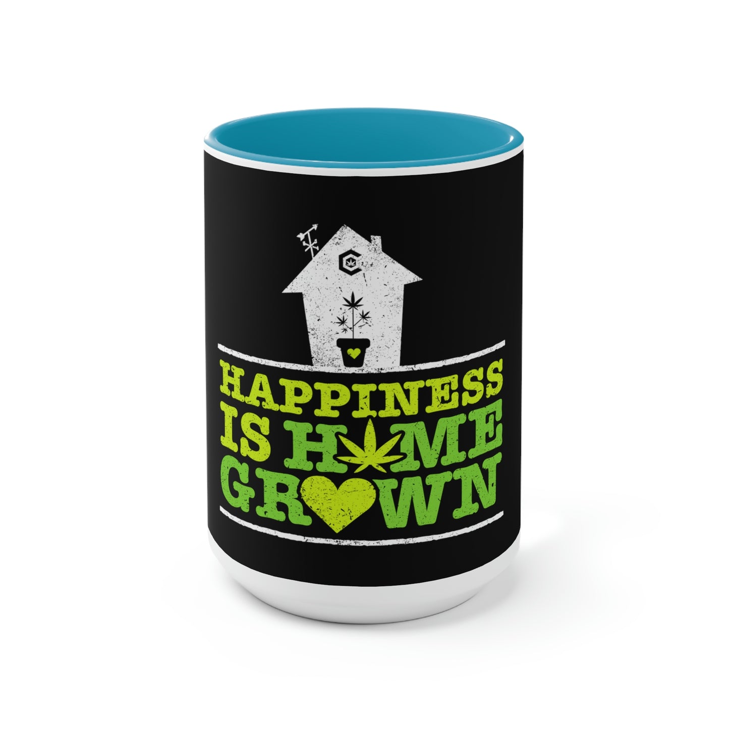 Black and white with blue inside Happiness Is Homegrown Weed Coffee Mug