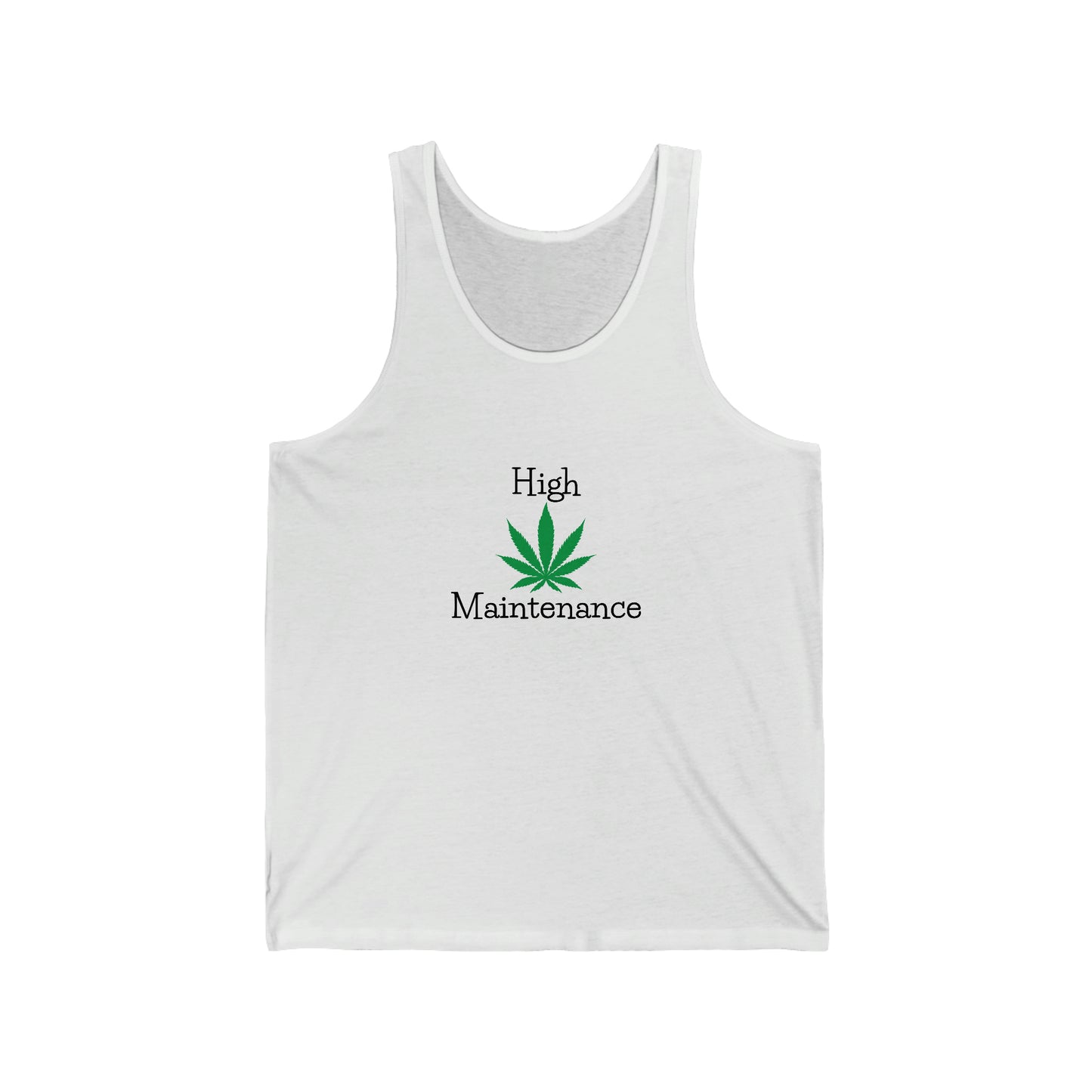 a white high maintenance weed tank top