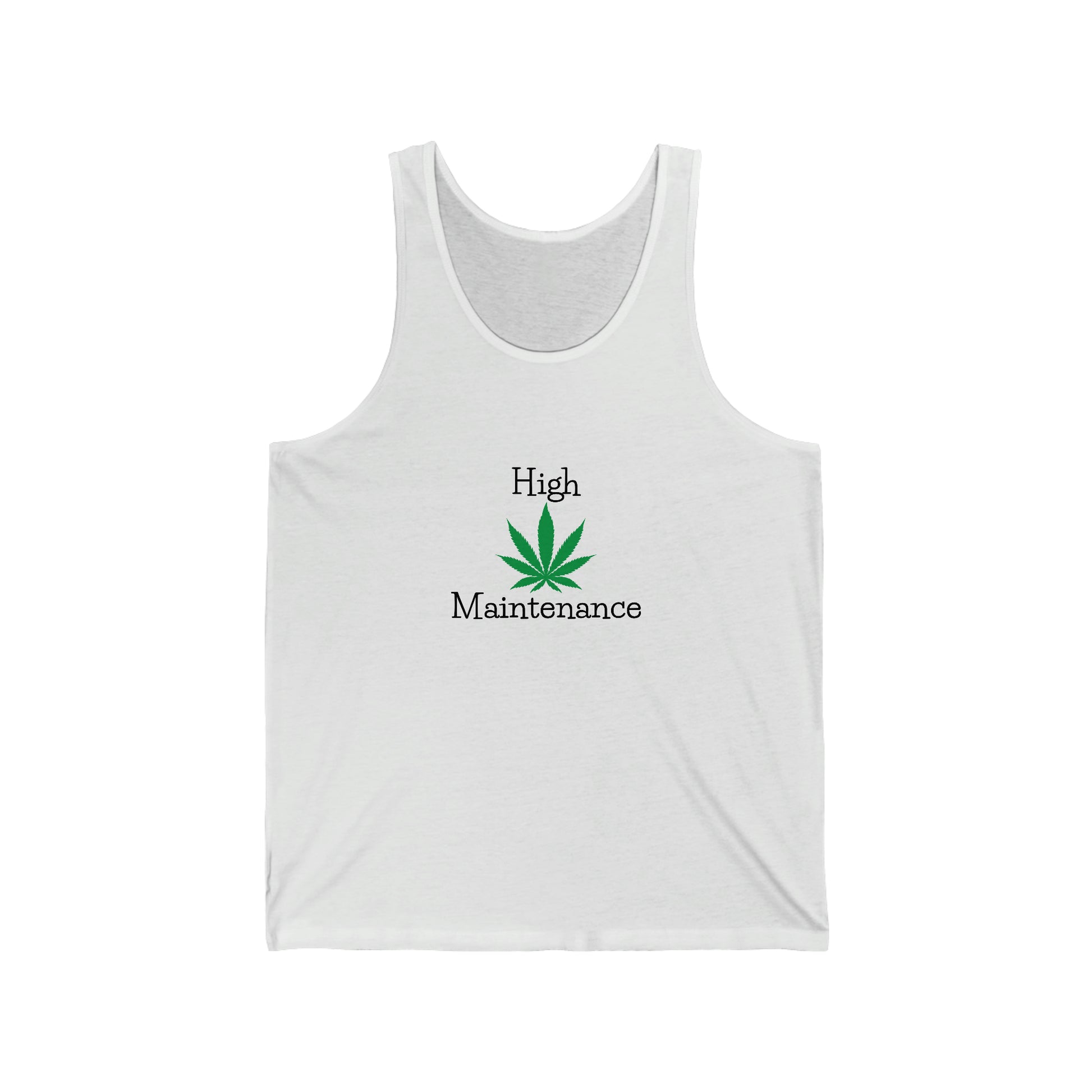 a white high maintenance weed tank top