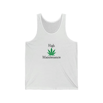 a white high maintenance weed tank top