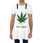 A man has on the white and green I'm Vegan Weed Leaf Chef's Apron with a green weed leaf in the center with I'm Vegan written underneath