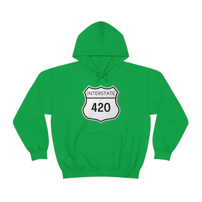 A green, Interstate 420 weed hoodie