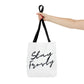 A nice close up of the Stay Frosty White And Black Weed Tote Bag
