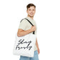 A man has a fresh look with the Stay Frosty White Cannabis Tote Bag