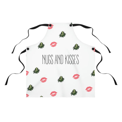 A photo of the Cannabis Nugs and Kisses Apron with pink lips