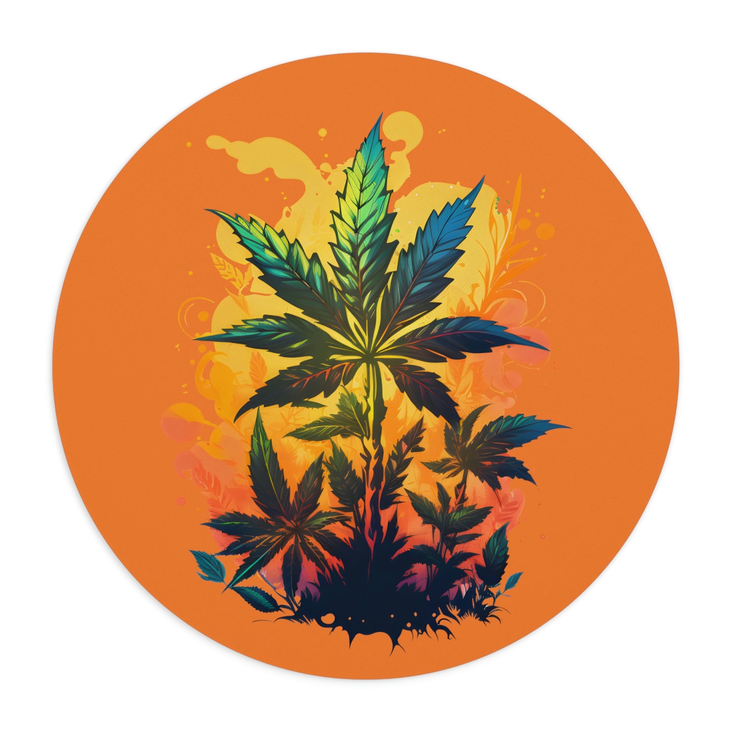 An orange circle Cannabis Warm Paradise Mouse Pad