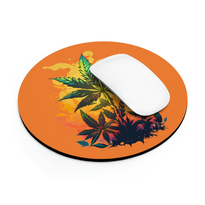 Cannabis Warm Paradise Mouse Pad with cool white wireless mouse to give an awesome finish to show the mouse pad in use.