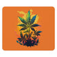 A square Cannabis Warm Paradise Mouse Pad with cannabis leaves.