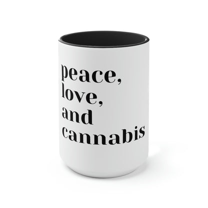 Peace, Love and Cannabis Mug coffee mug.