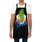 Man wearing the Marijuana Plant Daddy Chef's Apron in black with blue letters