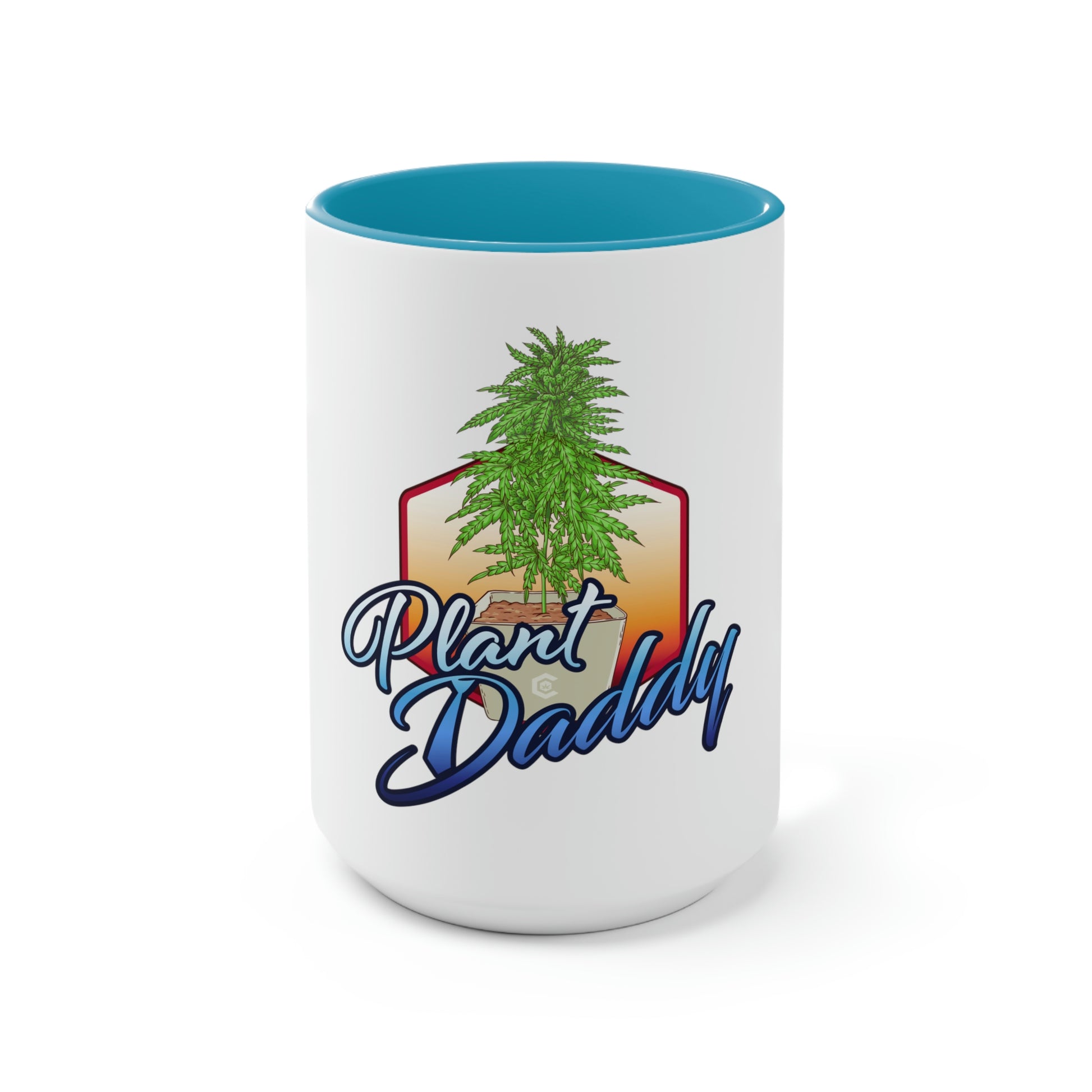 a Cannabis Plant Daddy Coffee Mug with the word 'roost daddy' on it.