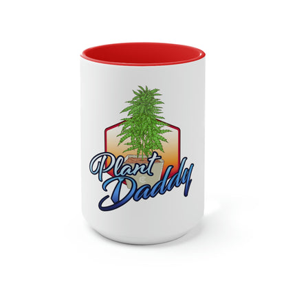 a Cannabis Plant Daddy coffee mug with the word 'roost daddy' on it.