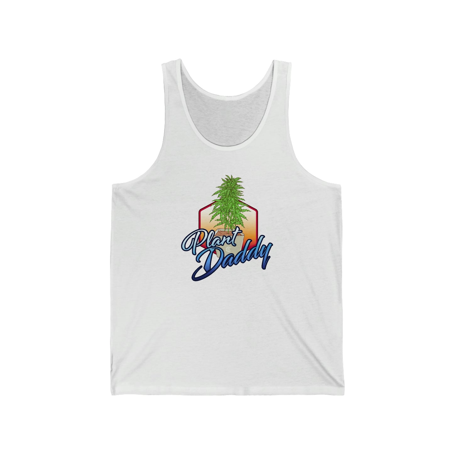 a white Plant Daddy Weed Jersey Tank Top with a pineapple on it.
