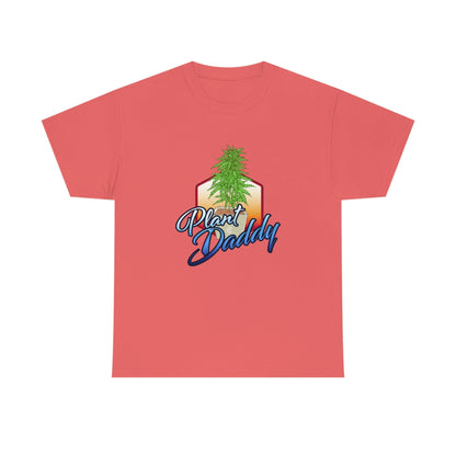 a pink Plant Daddy Cannabis Plant T-Shirt with a marijuana plant on it.