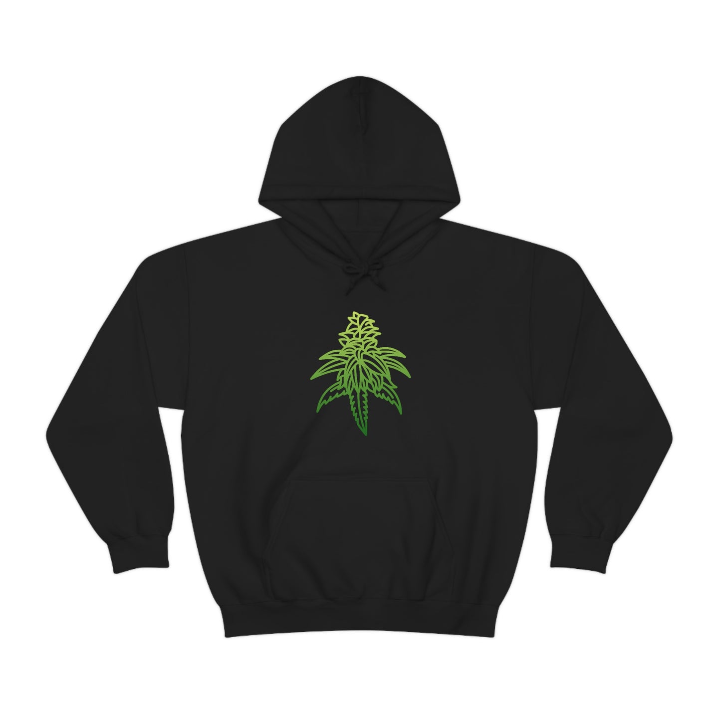 a black Sour Diesel Marijuana Hoodie with a green marijuana leaf on it.