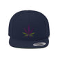 Durable navy blue Snapback Hat with purple and green marijuana leaf