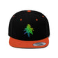 A  photo of the Rainbow Sherbet Marijuana Snapback Hat in black and orange